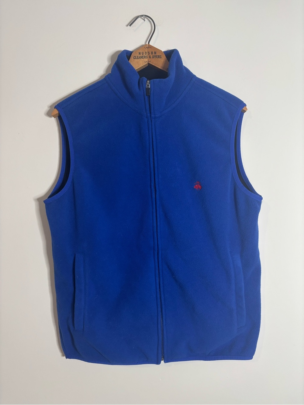 Brooks Brothers 346 Fleece Full Zip Vest Medium Blue Red